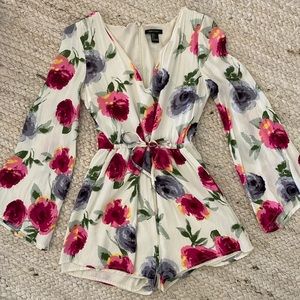 Forever 21 flower bell long sleeve romper